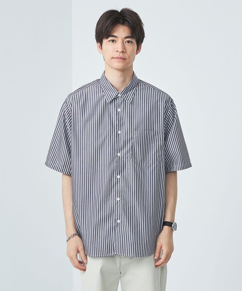 かぐれ コットンレギュラーシャツ ストライプ　25ss かぐれ コットンレギュラーシャツ ストライプ ブルー系 25SS