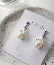 saran jewelry/花パール イヤリング