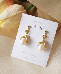 saran jewelry/花パール イヤリング