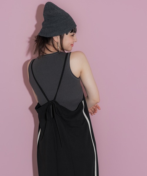coca(coca)(コカ)の「サイドラインキャミワンピース(ワンピース・レディース・ブラック・ONE SIZE)」の5枚目の写真