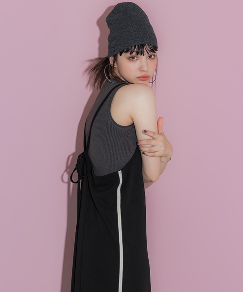 coca(coca)(コカ)の「サイドラインキャミワンピース(ワンピース・レディース・ブラック・ONE SIZE)」の3枚目の写真