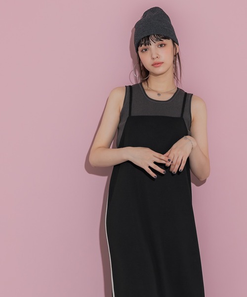 coca(coca)(コカ)の「サイドラインキャミワンピース(ワンピース・レディース・ブラック・ONE SIZE)」の7枚目の写真