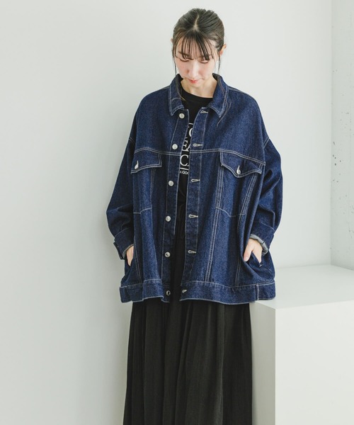ITEMS URBANRESEARCH(アイテムズ アーバンリサーチ)の「デニムオーバージャケット(デニムジャケット・レディース・ブラック/インディゴブルー・FREE)」の13枚目の写真