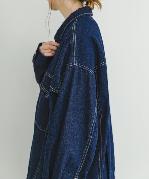 ITEMS URBANRESEARCH(アイテムズ アーバンリサーチ)の「デニムオーバージャケット(デニムジャケット・レディース・ブラック/インディゴブルー・FREE)」の22枚目の写真