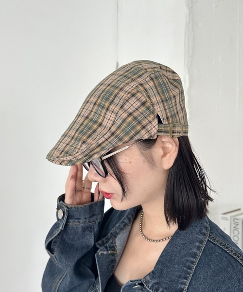 CLEA(クレア)の「チェック柄ヴィンテージハンチング帽(ハンチング/ベレー帽・レディース・ベージュ/グレー/ネイビー・FREE)」の11枚目の写真