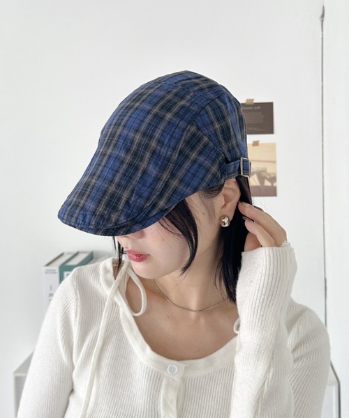 CLEA(クレア)の「チェック柄ヴィンテージハンチング帽(ハンチング/ベレー帽・レディース・ベージュ/グレー/ネイビー・FREE)」の18枚目の写真
