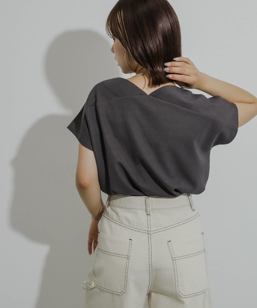 SENSE OF PLACE by URBAN RESEARCH（センスオブプレイスバイアーバンリサーチ）の「カットミラノフレンチスリーブトップ（Tシャツ/カットソー・レディース・ホワイト系その他/チャコールグレー/ブラック系その他/オフホワイト/オレンジ・ONE）」の16枚目の写真