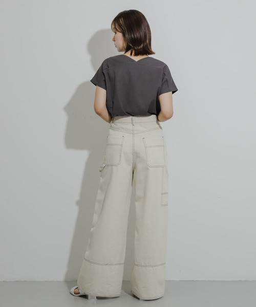 SENSE OF PLACE by URBAN RESEARCH（センスオブプレイスバイアーバンリサーチ）の「カットミラノフレンチスリーブトップ（Tシャツ/カットソー・レディース・ホワイト系その他/チャコールグレー/ブラック系その他/オフホワイト/オレンジ・ONE）」の14枚目の写真