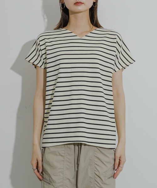 SENSE OF PLACE by URBAN RESEARCH（センスオブプレイスバイアーバンリサーチ）の「カットミラノフレンチスリーブトップ（Tシャツ/カットソー・レディース・ホワイト系その他/チャコールグレー/ブラック系その他/オフホワイト/オレンジ・ONE）」の12枚目の写真