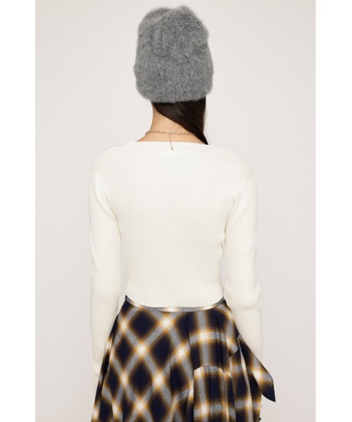 SLY（スライ）の「BASIC RIB TOPS ベーシック リブ トップス（Tシャツ/カットソー・レディース・オフホワイト/杢グレー/ライム/ネイビー/ブラック・FREE）」の10枚目の写真