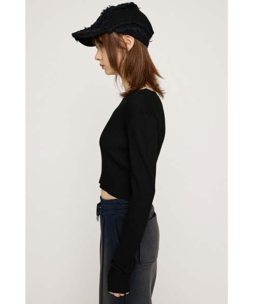 SLY（スライ）の「BASIC RIB TOPS ベーシック リブ トップス（Tシャツ/カットソー・レディース・オフホワイト/杢グレー/ライム/ネイビー/ブラック・FREE）」の6枚目の写真
