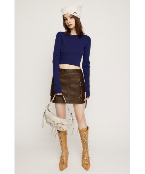 SLY（スライ）の「BASIC RIB TOPS ベーシック リブ トップス（Tシャツ/カットソー・レディース・オフホワイト/杢グレー/ライム/ネイビー/ブラック・FREE）」の20枚目の写真