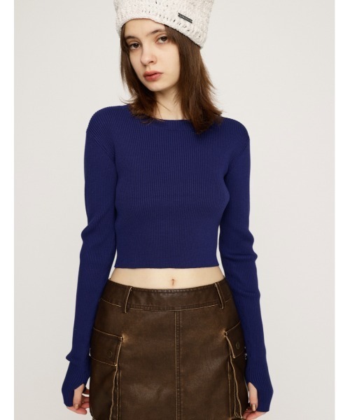 SLY（スライ）の「BASIC RIB TOPS ベーシック リブ トップス（Tシャツ/カットソー・レディース・オフホワイト/杢グレー/ライム/ネイビー/ブラック・FREE）」の19枚目の写真