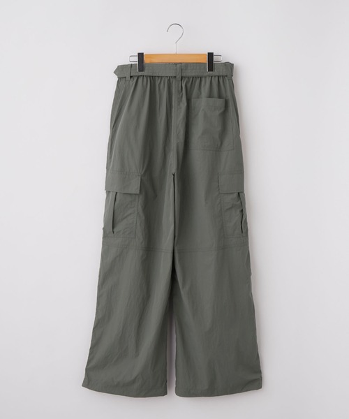 SERACE】Loose silhouette wide straight belted nylon cargo