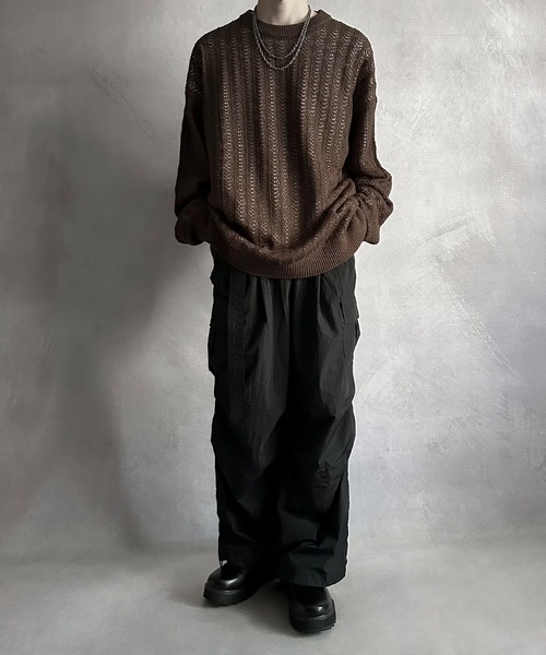 SERACE（セラス）の「【SERACE】Loose silhouette wide straight belted nylon cargo pants / ルーズシルエットワイドストレートベルテッドナイロンカーゴパンツ（カーゴパンツ・メンズ・ブラック/チャコールグレー・M/L）」の12枚目の写真