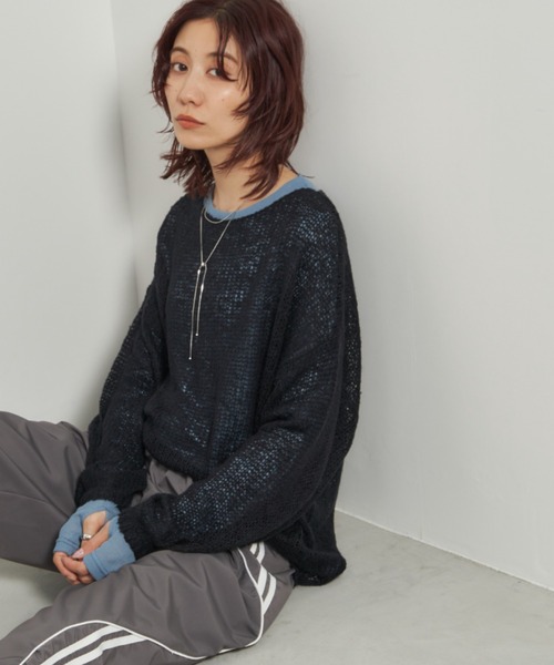 Auntie Rosa Holiday（アンティローザホリデー）の「モヘアタッチルーズメッシュニット（ニット/セーター・レディース・チャコールグレー/ナチュラル/ブラック/ピンク・FREE）」の18枚目の写真