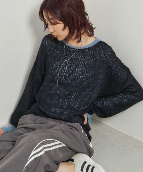 Auntie Rosa Holiday（アンティローザホリデー）の「モヘアタッチルーズメッシュニット（ニット/セーター・レディース・チャコールグレー/ナチュラル/ブラック/ピンク・FREE）」の16枚目の写真