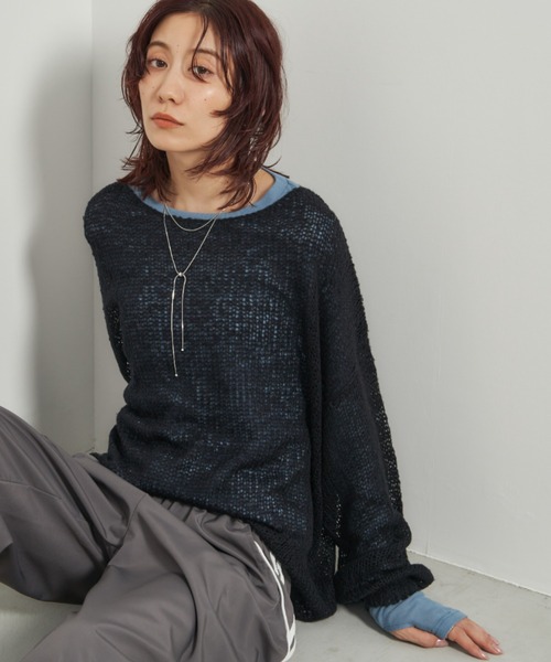 Auntie Rosa Holiday（アンティローザホリデー）の「モヘアタッチルーズメッシュニット（ニット/セーター・レディース・チャコールグレー/ナチュラル/ブラック/ピンク・FREE）」の17枚目の写真