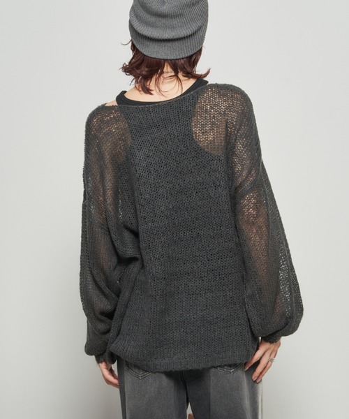 Auntie Rosa Holiday（アンティローザホリデー）の「モヘアタッチルーズメッシュニット（ニット/セーター・レディース・チャコールグレー/ナチュラル/ブラック/ピンク・FREE）」の9枚目の写真