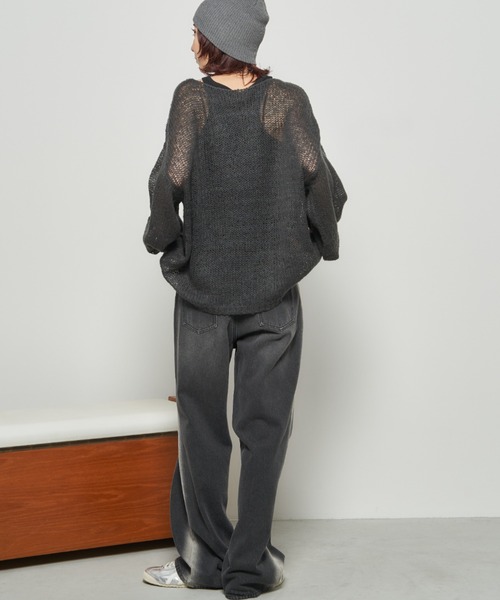 Auntie Rosa Holiday（アンティローザホリデー）の「モヘアタッチルーズメッシュニット（ニット/セーター・レディース・チャコールグレー/ナチュラル/ブラック/ピンク・FREE）」の15枚目の写真