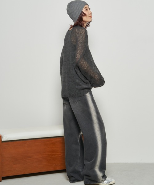 Auntie Rosa Holiday（アンティローザホリデー）の「モヘアタッチルーズメッシュニット（ニット/セーター・レディース・チャコールグレー/ナチュラル/ブラック/ピンク・FREE）」の14枚目の写真