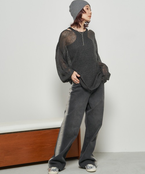 Auntie Rosa Holiday（アンティローザホリデー）の「モヘアタッチルーズメッシュニット（ニット/セーター・レディース・チャコールグレー/ナチュラル/ブラック/ピンク・FREE）」の11枚目の写真