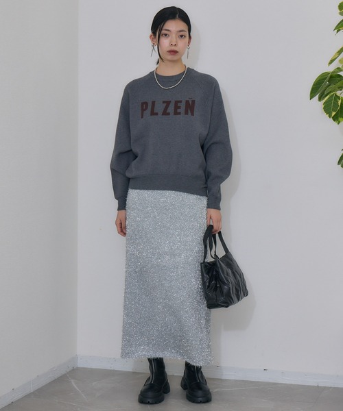 CLOCHE(クロシェ)の「cloche ロゴニットトップス(ニット/セーター・レディース・ベージュ/アイボリー/チャコールグレー・FREE)」の21枚目の写真