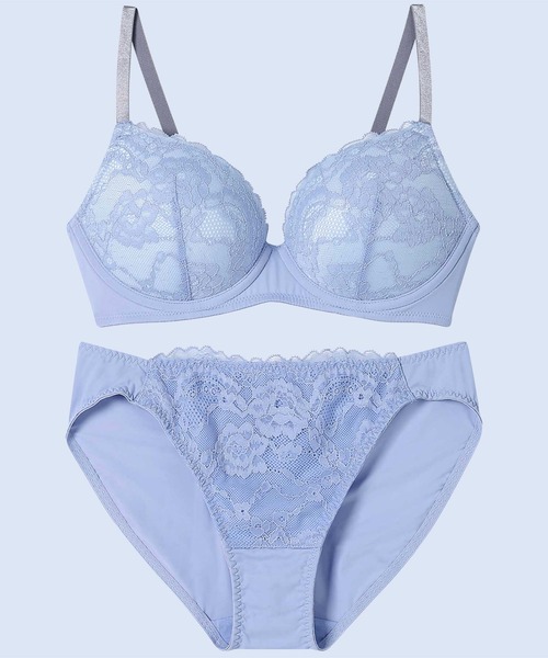 AMPHI（アンフィ）の「【ノンワイヤーでまる胸メイク】あたりが気になりにくいブラ&ショーツセット ラッセルレース（ブラ&ショーツ・レディース・オレンジ/ブラック/グレー/ベージュ/ブルー/ターコイズブルー/ベージュ系その他・B65/B70/B75/C65/C70/C75/D65/D70/D75/E65/E70/E75）」の6枚目の写真