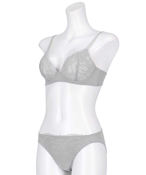 AMPHI（アンフィ）の「【ノンワイヤーでまる胸メイク】あたりが気になりにくいブラ&ショーツセット ラッセルレース（ブラ&ショーツ・レディース・オレンジ/ブラック/グレー/ベージュ/ブルー/ターコイズブルー/ベージュ系その他・B65/B70/B75/C65/C70/C75/D65/D70/D75/E65/E70/E75）」の8枚目の写真