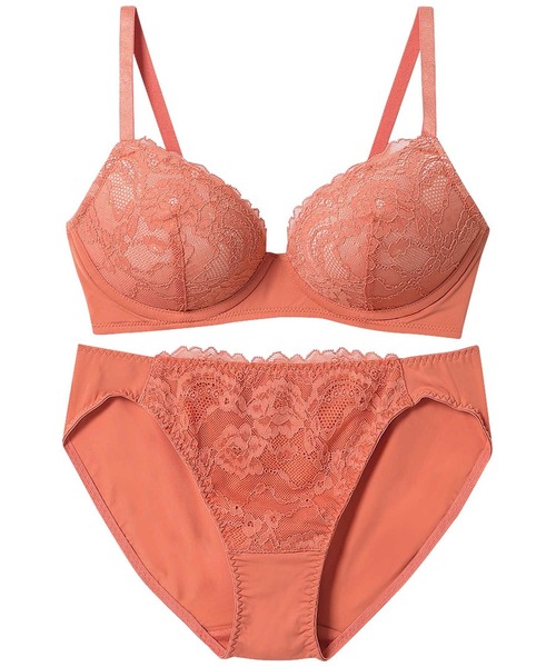 AMPHI（アンフィ）の「【ノンワイヤーでまる胸メイク】あたりが気になりにくいブラ&ショーツセット ラッセルレース（ブラ&ショーツ・レディース・オレンジ/ブラック/グレー/ベージュ/ブルー/ターコイズブルー/ベージュ系その他・B65/B70/B75/C65/C70/C75/D65/D70/D75/E65/E70/E75）」の13枚目の写真