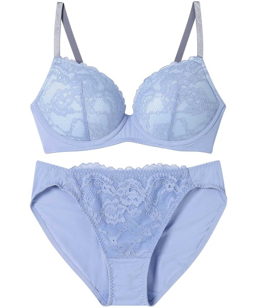 AMPHI（アンフィ）の「【ノンワイヤーでまる胸メイク】あたりが気になりにくいブラ&ショーツセット ラッセルレース（ブラ&ショーツ・レディース・オレンジ/ブラック/グレー/ベージュ/ブルー/ターコイズブルー/ベージュ系その他・B65/B70/B75/C65/C70/C75/D65/D70/D75/E65/E70/E75）」の15枚目の写真