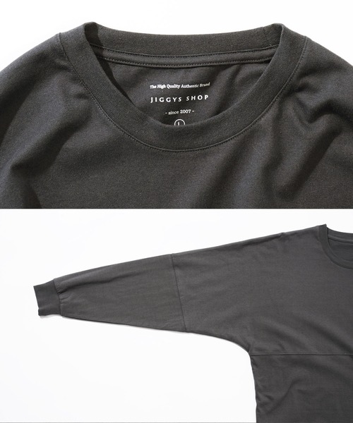 jiggys shop（ジギーズショップ）の「切り替えクルーネックドルマン長袖ロンTカットソー（Tシャツ/カットソー・メンズ・ブラック/チャコールグレー/ホワイト・MEDIUM/LARGE）」の5枚目の写真
