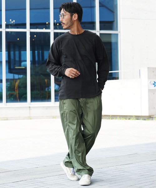 jiggys shop（ジギーズショップ）の「切り替えクルーネックドルマン長袖ロンTカットソー（Tシャツ/カットソー・メンズ・ブラック/チャコールグレー/ホワイト・MEDIUM/LARGE）」の13枚目の写真