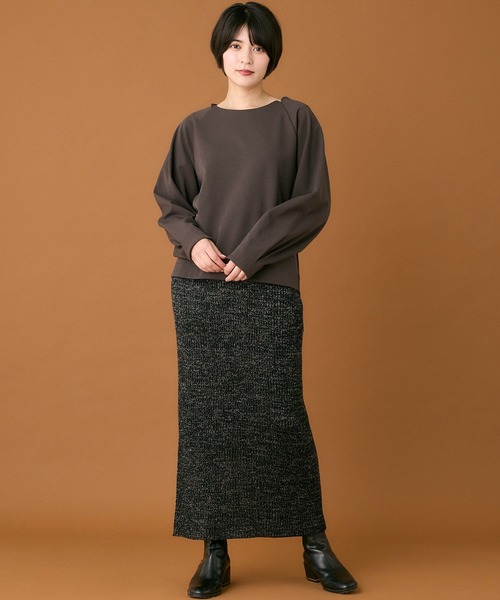 INED CLARO(イネドクラロ)の「ラメニットスカート(スカート・レディース・ブラウン/ブラック・フリー)」の3枚目の写真