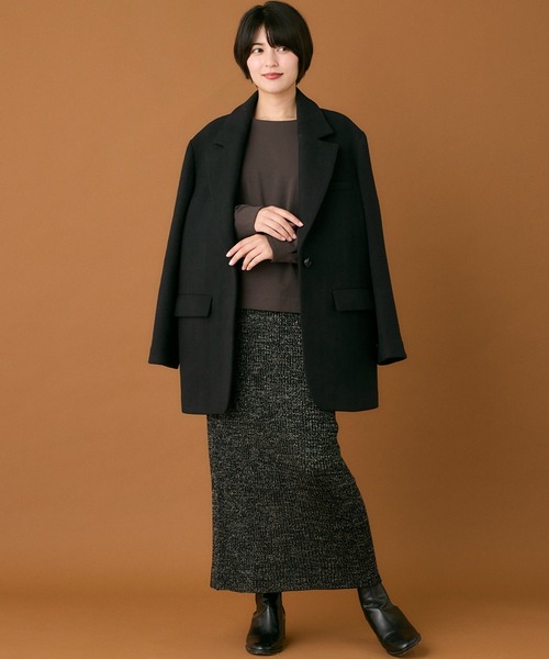 INED CLARO(イネドクラロ)の「ラメニットスカート(スカート・レディース・ブラウン/ブラック・フリー)」の8枚目の写真