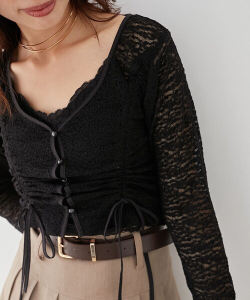 MAJESTIC LEGON(マジェスティックレゴン)の「レースドロストトップス(Tシャツ/カットソー・レディース・ブラック/ブルー系その他5/アイボリー・MEDIUM)」の3枚目の写真