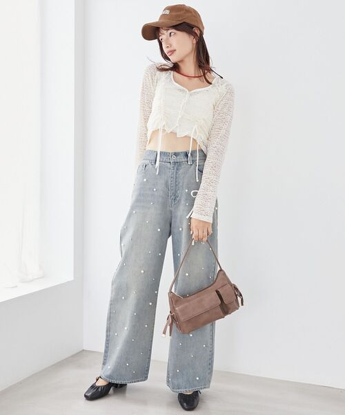 MAJESTIC LEGON(マジェスティックレゴン)の「レースドロストトップス(Tシャツ/カットソー・レディース・ブラック/ブルー系その他5/アイボリー・MEDIUM)」の4枚目の写真