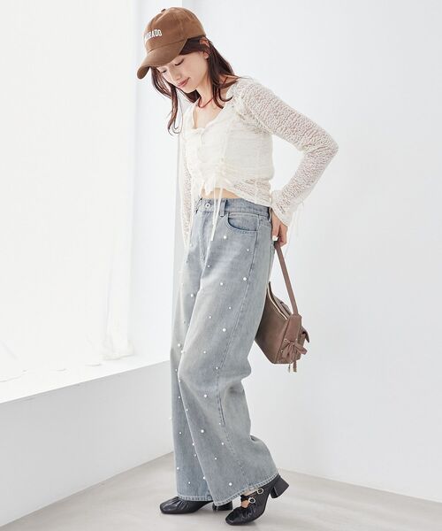 MAJESTIC LEGON(マジェスティックレゴン)の「レースドロストトップス(Tシャツ/カットソー・レディース・ブラック/ブルー系その他5/アイボリー・MEDIUM)」の5枚目の写真