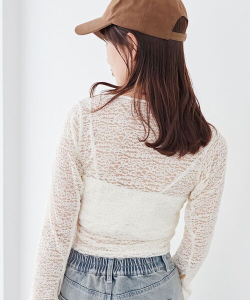 MAJESTIC LEGON(マジェスティックレゴン)の「レースドロストトップス(Tシャツ/カットソー・レディース・ブラック/ブルー系その他5/アイボリー・MEDIUM)」の9枚目の写真