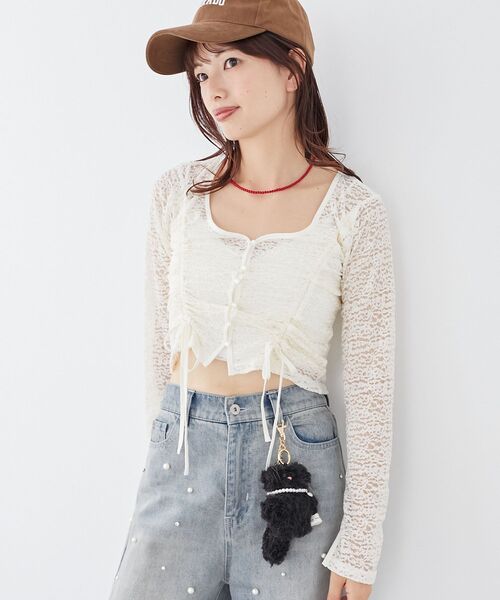 MAJESTIC LEGON(マジェスティックレゴン)の「レースドロストトップス(Tシャツ/カットソー・レディース・ブラック/ブルー系その他5/アイボリー・MEDIUM)」の10枚目の写真