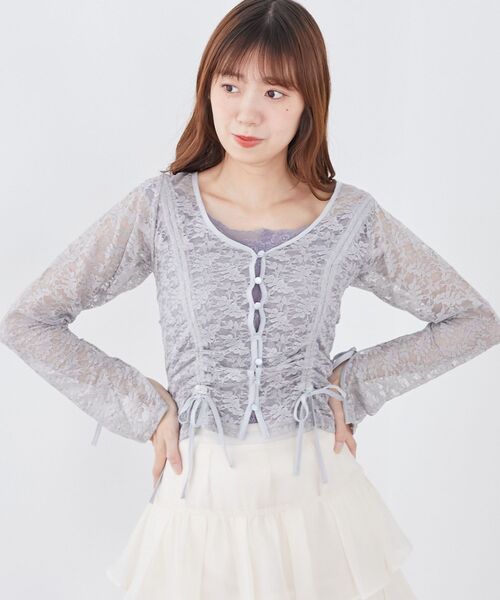 MAJESTIC LEGON(マジェスティックレゴン)の「レースドロストトップス(Tシャツ/カットソー・レディース・ブラック/ブルー系その他5/アイボリー・MEDIUM)」の16枚目の写真