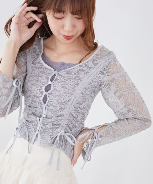 MAJESTIC LEGON(マジェスティックレゴン)の「レースドロストトップス(Tシャツ/カットソー・レディース・ブラック/ブルー系その他5/アイボリー・MEDIUM)」の19枚目の写真