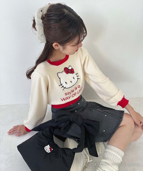 MAJESTIC LEGON（マジェスティックレゴン）の「ハローキティ エンブロイダリーシュシュ（シュシュ・レディース・アイボリー/ブラック・FREE）」の16枚目の写真