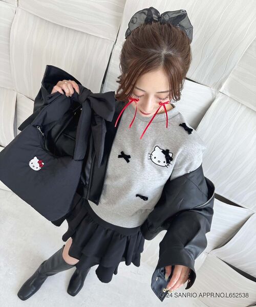 MAJESTIC LEGON（マジェスティックレゴン）の「ハローキティ エンブロイダリーシュシュ（シュシュ・レディース・アイボリー/ブラック・FREE）」の13枚目の写真