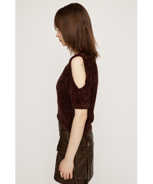 SLY(スライ)の「SHAGGY CUTOUT TOPS シャギー カットアウト トップス(ニット/セーター・レディース・アイボリー/ネイビー/ブラウン・FREE)」の6枚目の写真