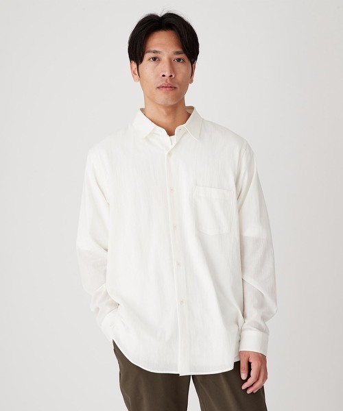 B.C STOCK（ベーセーストック）の「VOILCOTTON レギュラーカラーシャツ（シャツ/ブラウス・メンズ・ホワイト/ブラック/ブルー系その他・MEDIUM/LARGE）」の2枚目の写真