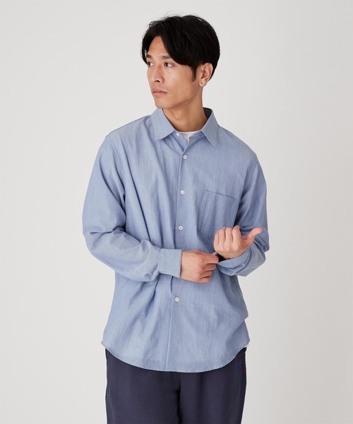 B.C STOCK（ベーセーストック）の「VOILCOTTON レギュラーカラーシャツ（シャツ/ブラウス・メンズ・ホワイト/ブラック/ブルー系その他・MEDIUM/LARGE）」の13枚目の写真