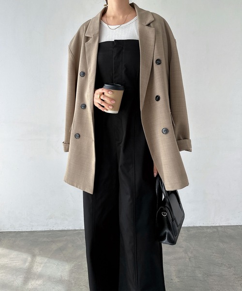 ベアトップフロントジップツイルサロペット（サロペット