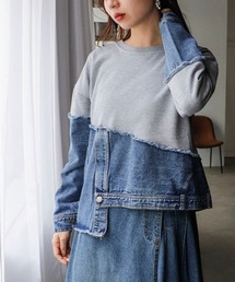 Cepica（セピカ）の「スウェット斜めドッキングデニムトップス（スウェット）」