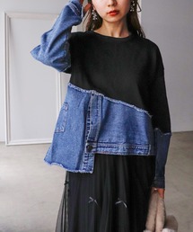 Cepica（セピカ）の「スウェット斜めドッキングデニムトップス（スウェット）」